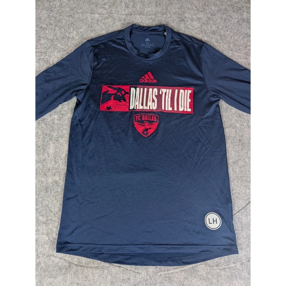 Adidas FC Dallas MLS Long Sleeve Training Shirt Navy Blue Dallas Til I Die‎ XS